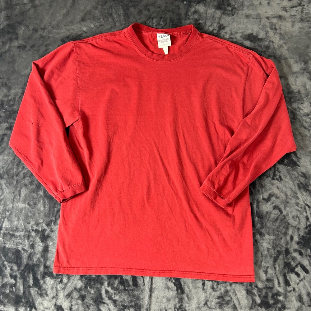 Pluma Long Sleeve T-Shirt Mens Large Red Heavyweight Cotton Basic 3513